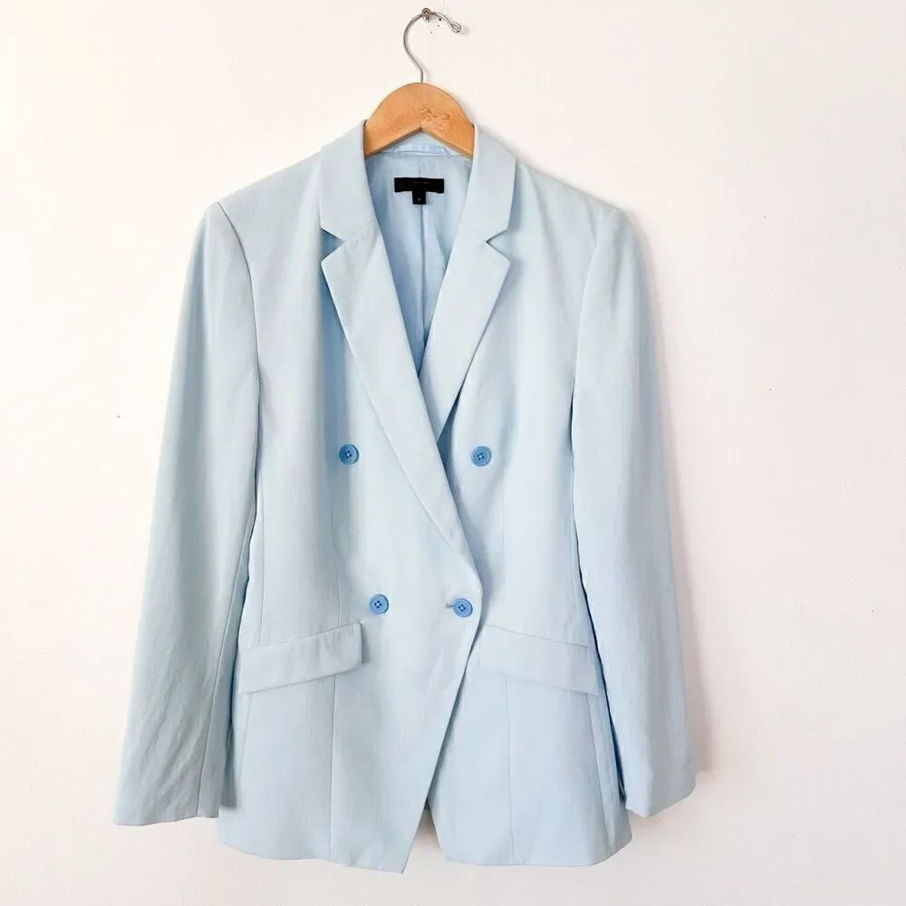 J. Crew Women’s Light Blue Double Breasted Four Button Notched Collar Blazer